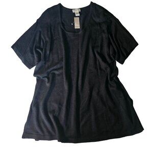 NWT Avenue Collection Black Short Sleeved  Top Light Sweater  size 3X